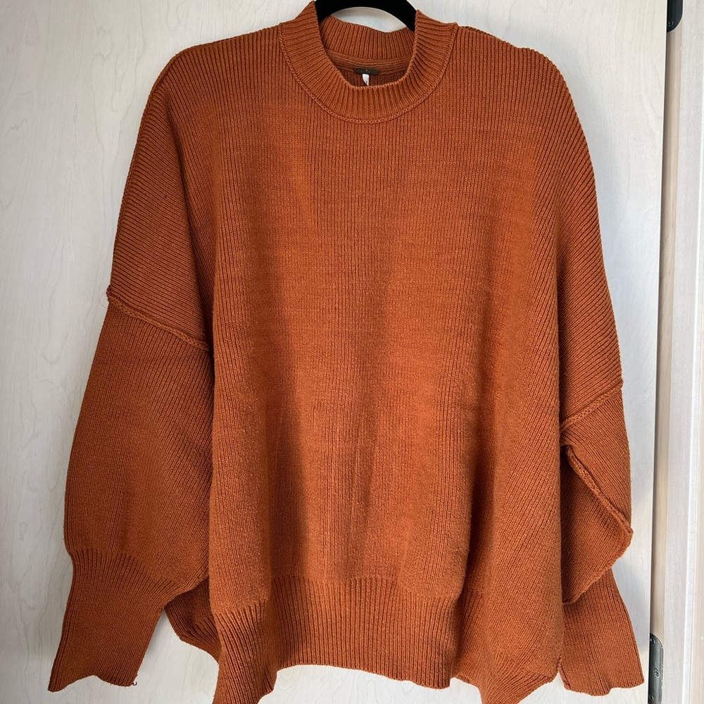 Free People Easy Street Rust Crew Neck Sweater